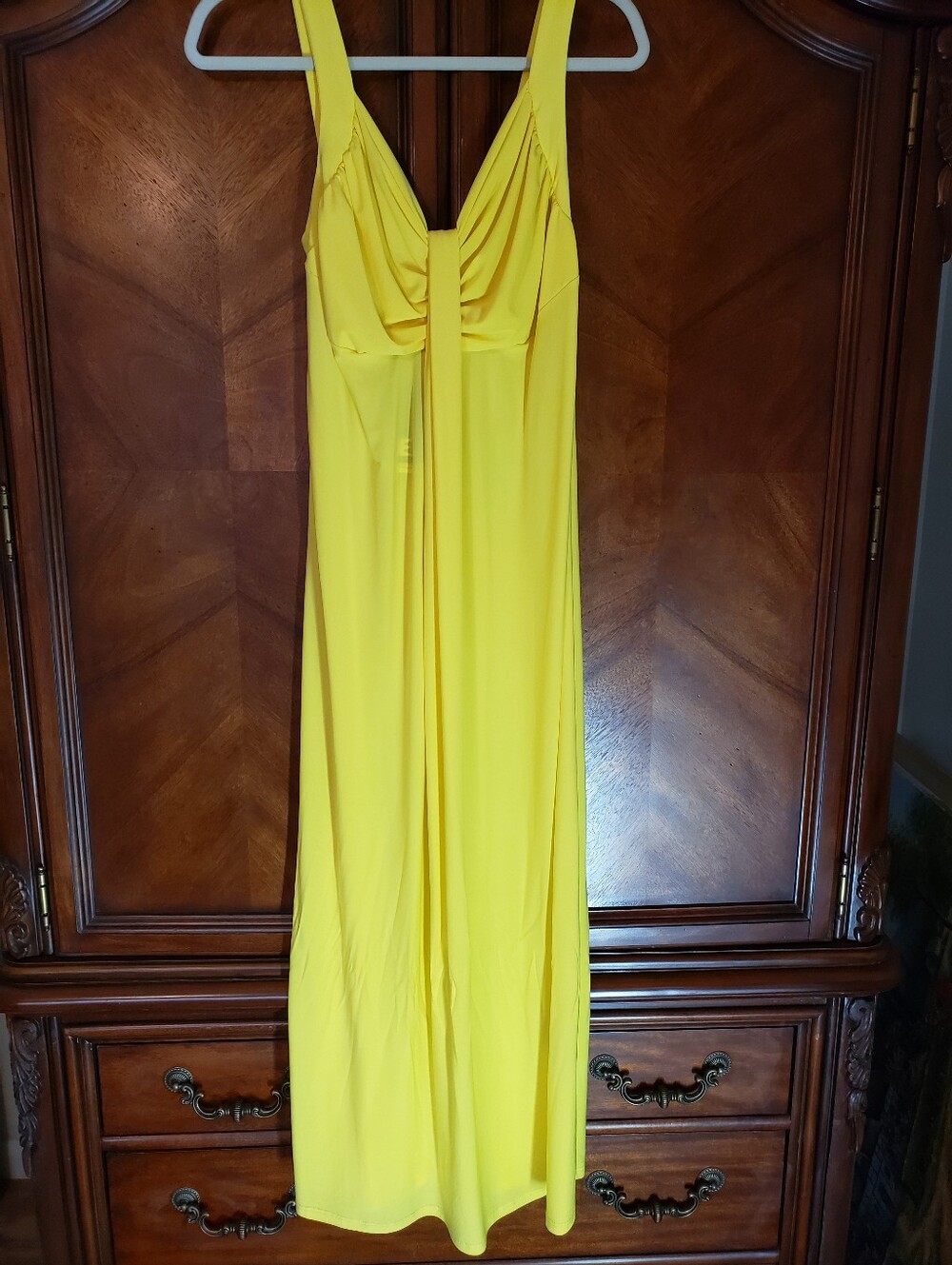 Antthony Bright Yellow Maxi Dress with Draped Bodice